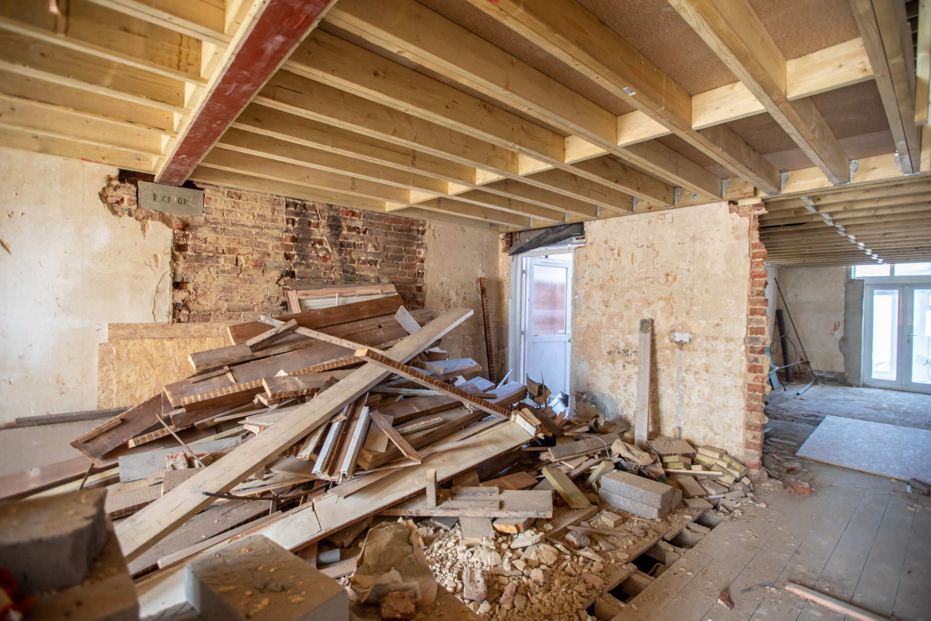 Wadham Road during — strip-out with new steels and joists