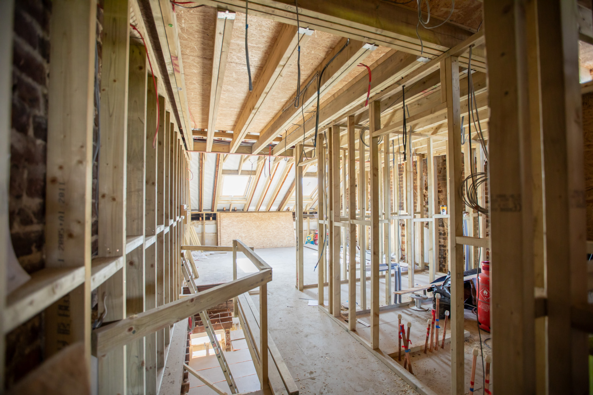 Wadham Road during — loft rooms framed out